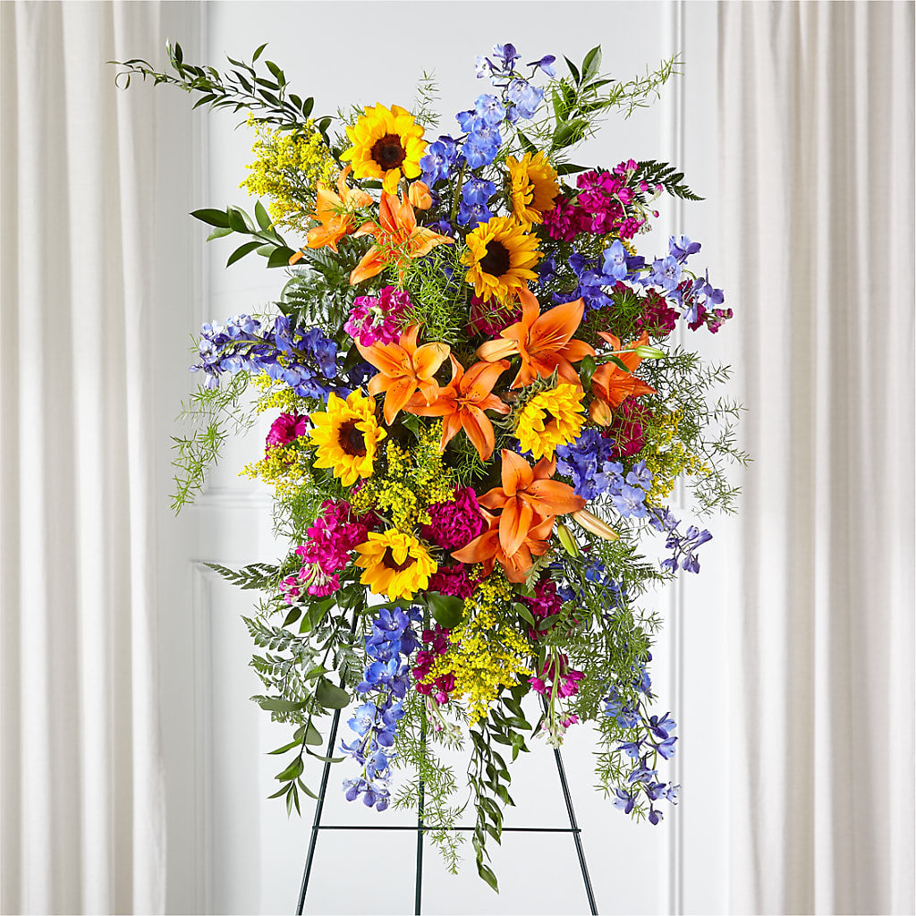 Sunlit Memories Standing Spray (Standard) – Greater Derby Flower Shop, Derby KS