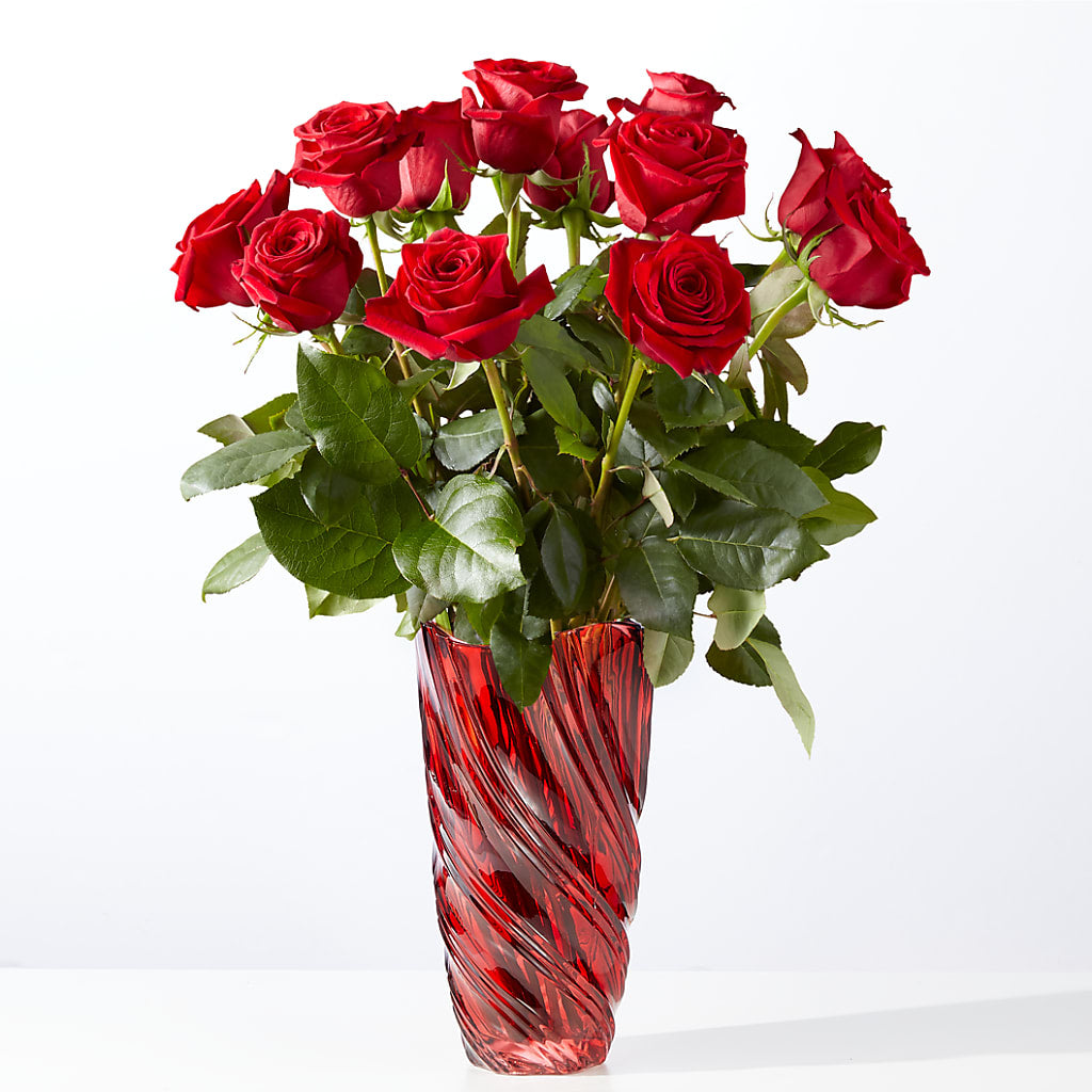 Classic Love Red Rose Bouquet with Luxe Swirl Vase – Greater Derby Flower Shop, Derby KS