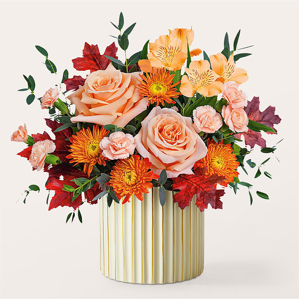 Spiced Latte Bouquet with Ivory Vase – Greater Derby Flower Shop, Derby KS