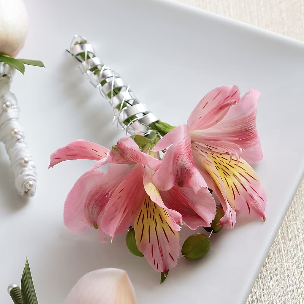 Pink Peruvian Lily Boutonniere – Greater Derby Flower Shop, Derby KS