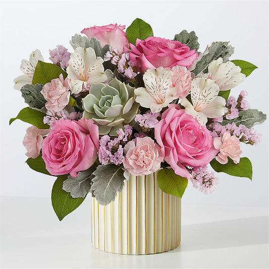 Dusty Rose Bouquet with Ivory Vase –  Greater Derby Flower Shop, Derby KS