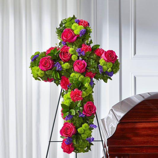 Cruz Floral Rosa de Homenaje